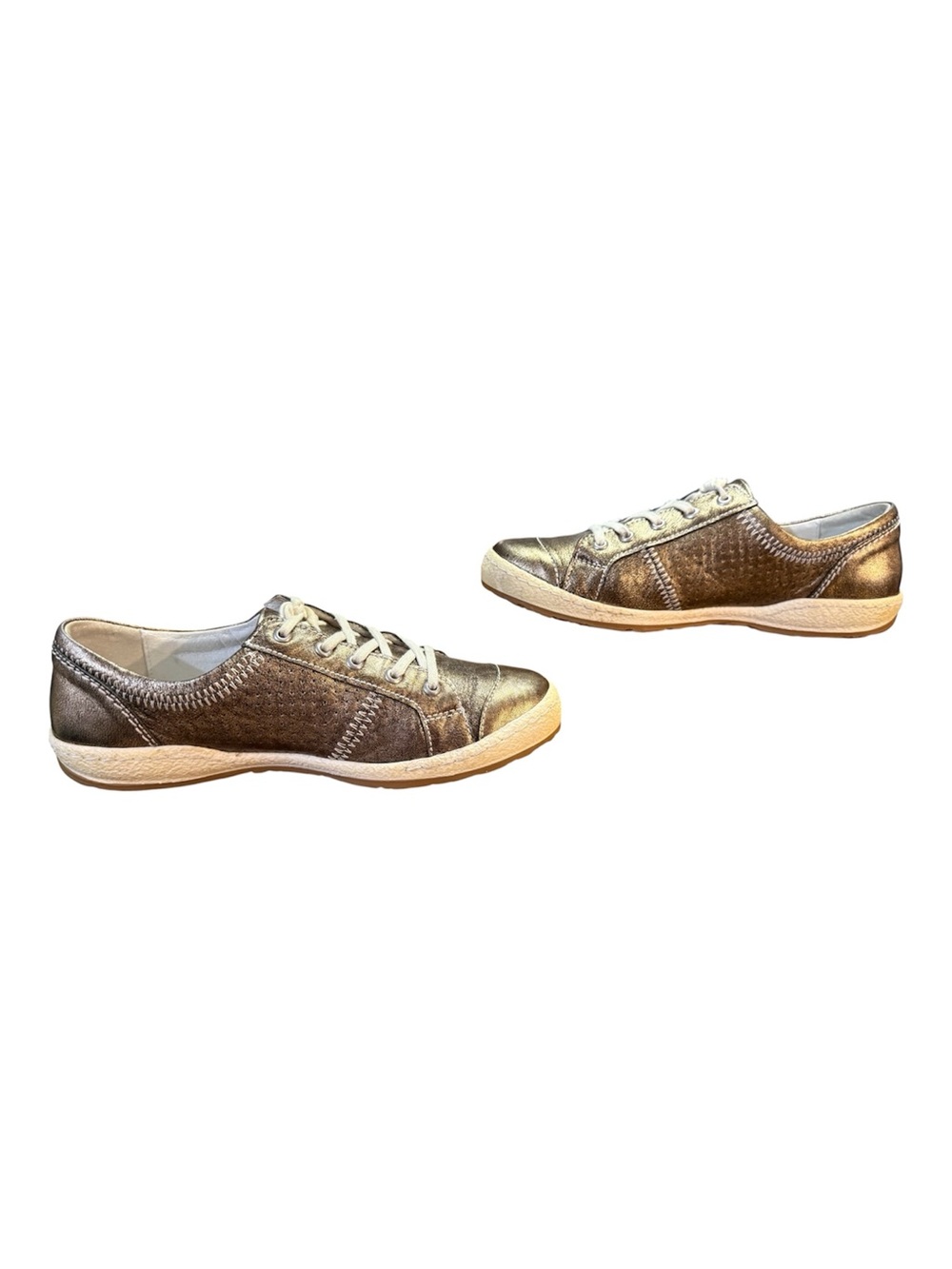 Josef Seibel 'Caspian' Metallic Leather Sneakers Pewter/Silver Women’s Size 7.5 - Picture 5 of 8